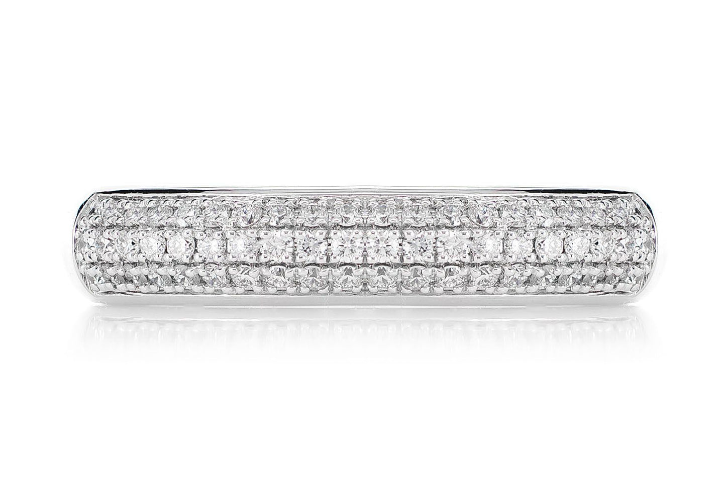 THREE ROW BUBBLY DIAMOND BAND RING 14K SOLID GOLD 0.35CTW