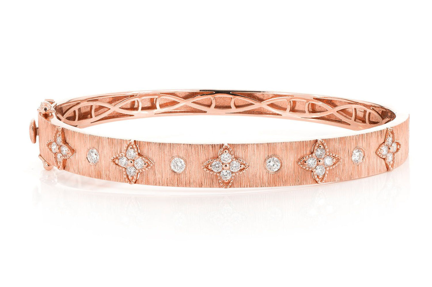 FOUR PETAL FLORENTINE DIAMOND BRACELET 14K SOLID GOLD 0.75CTW