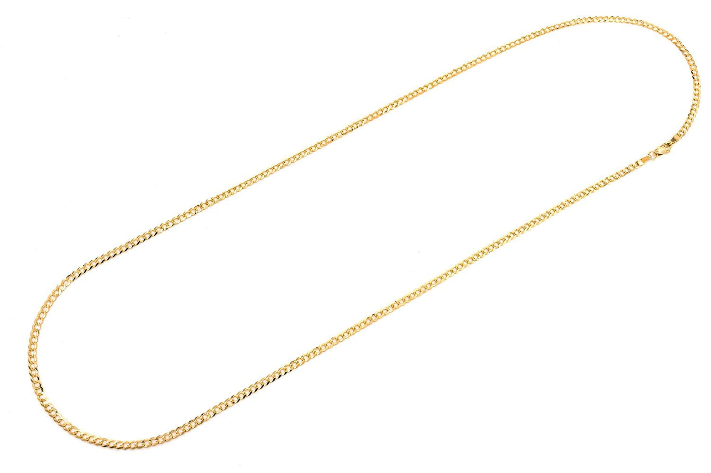 2.5MM FLAT CURB LINK 14K SOLID GOLD CHAIN