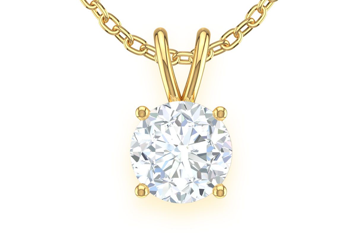 Pandantiv Solitaire Rotund cu Diamant de 1.00CT, Aur Masiv de 14K