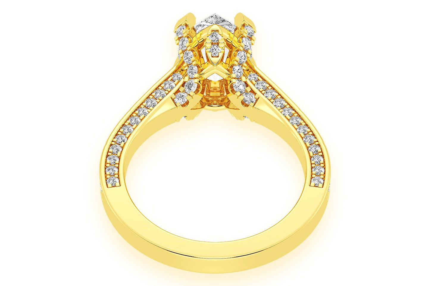 2.00CT PEAR SOLITAIRE - DELUXE ONE ROW SCALLOP - DIAMOND ENGAGEMENT RING