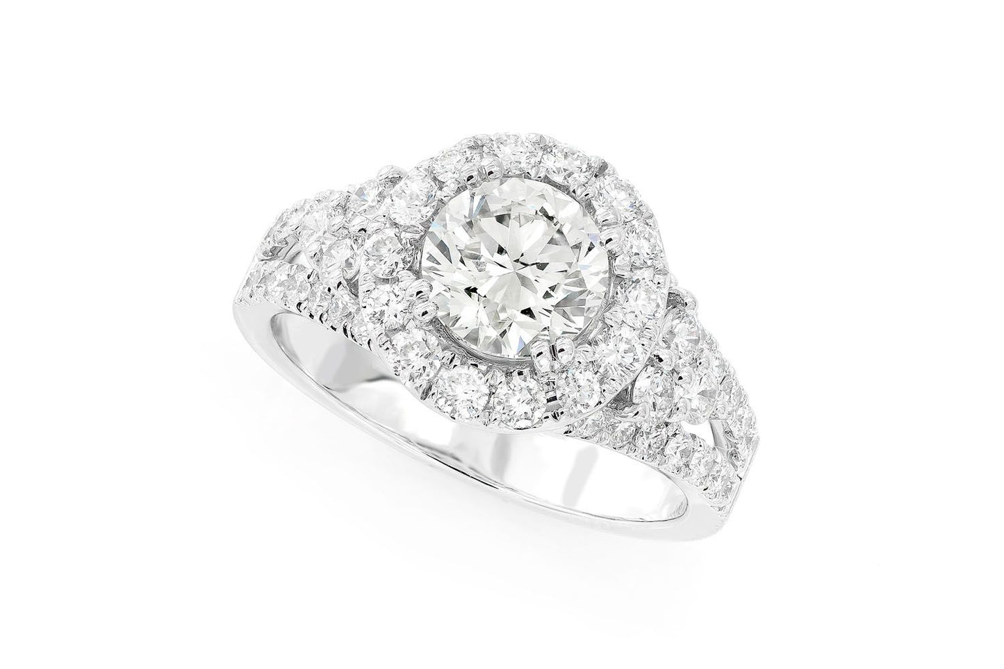 1.25CT ROUND - SPLIT SHANK HALO - DIAMOND ENGAGEMENT RING