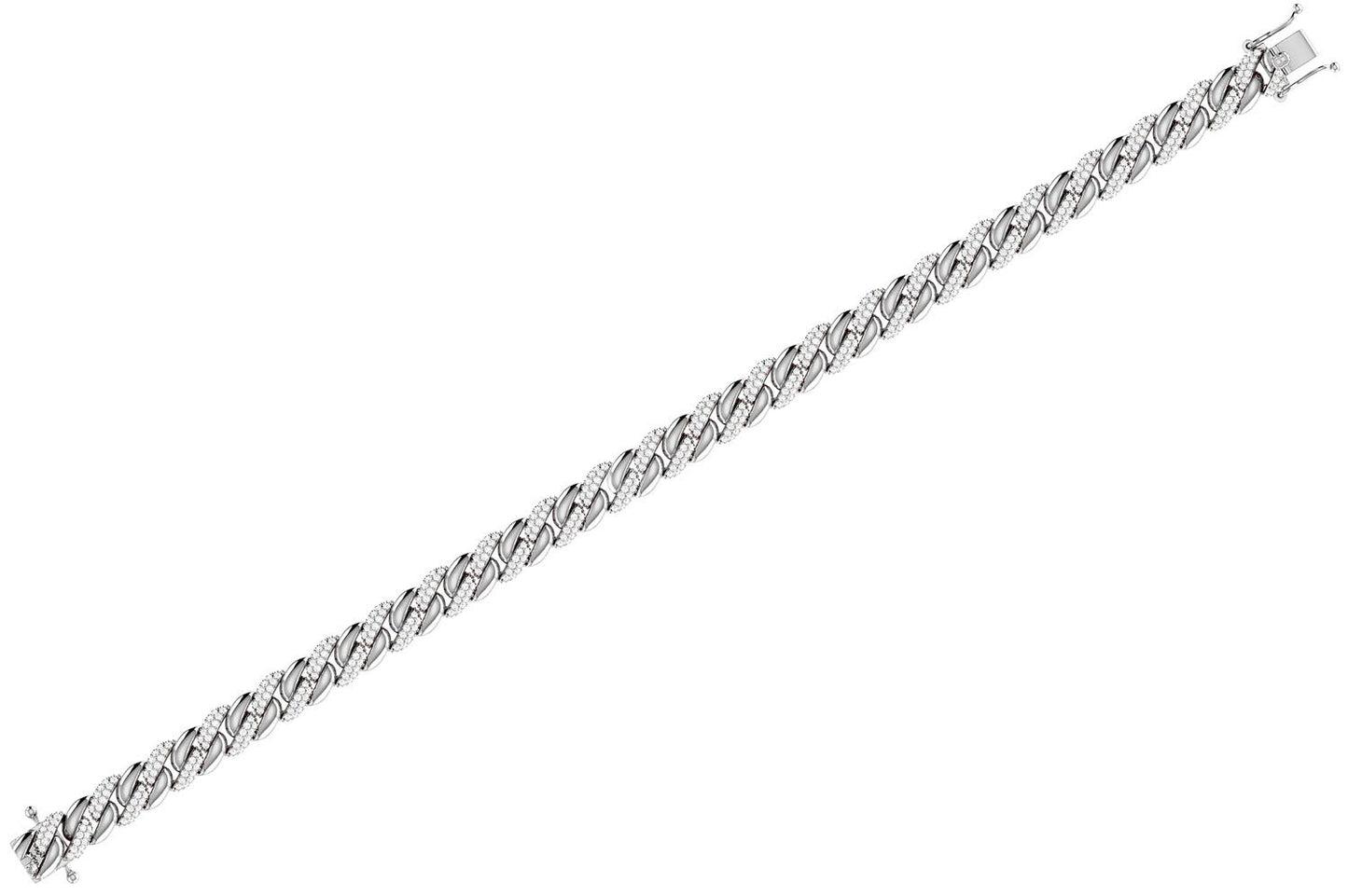 MIAMI CUBAN HALF LINK DIAMOND BRACELET 14K SOLID GOLD 0.85CTW