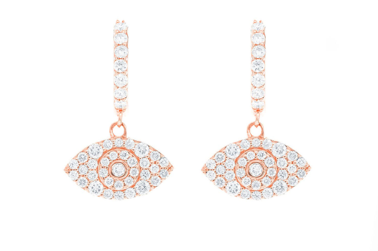 CERCEI CU DIAMANTE CU FORMĂ DE OCHI RĂU, AUR MASIV DE 14K, 0.50CT