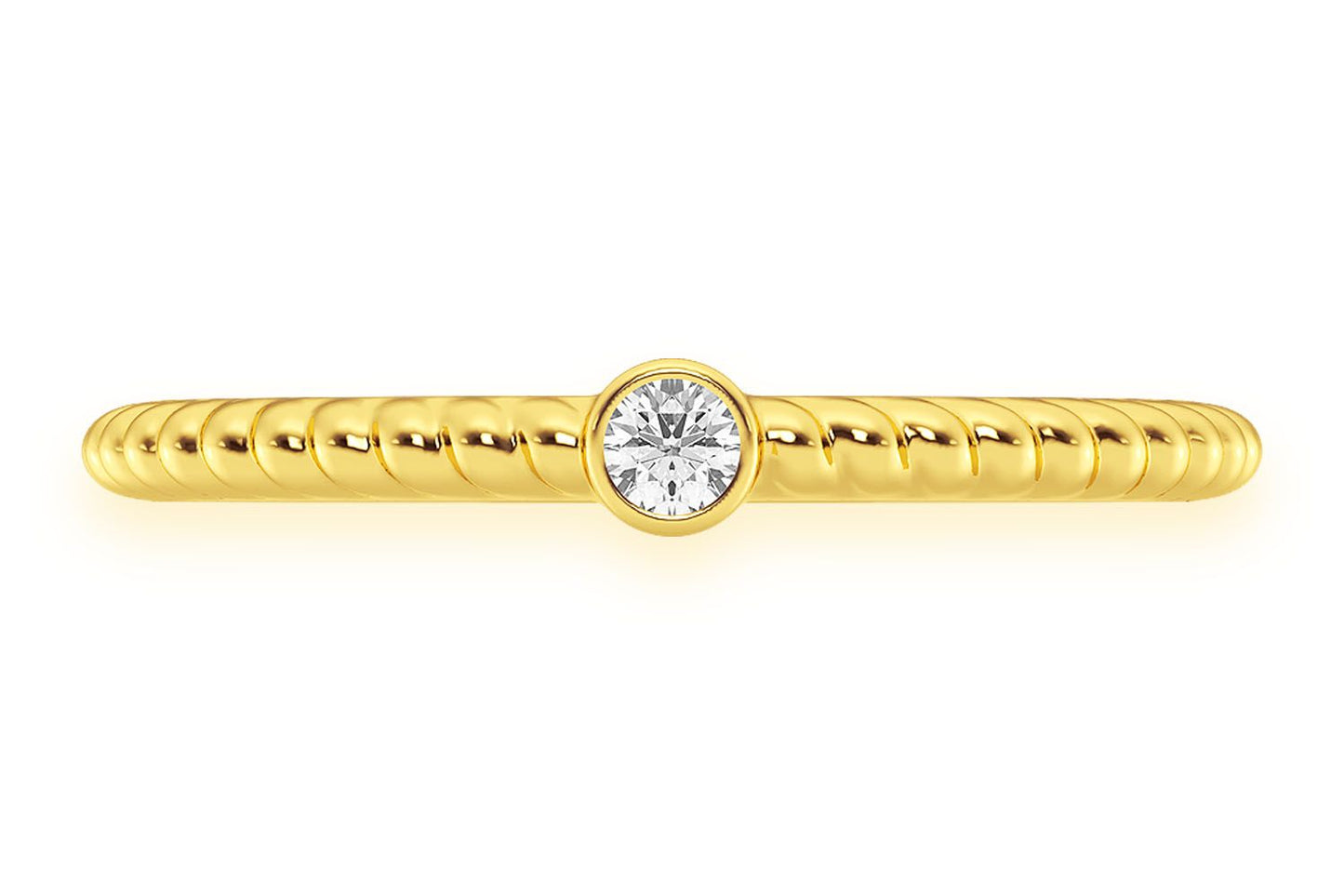 INEL ROTUND CU BEZEL ȘNUR ȘI DIAMANT, AUR MASIV DE 14K, 0.05CT