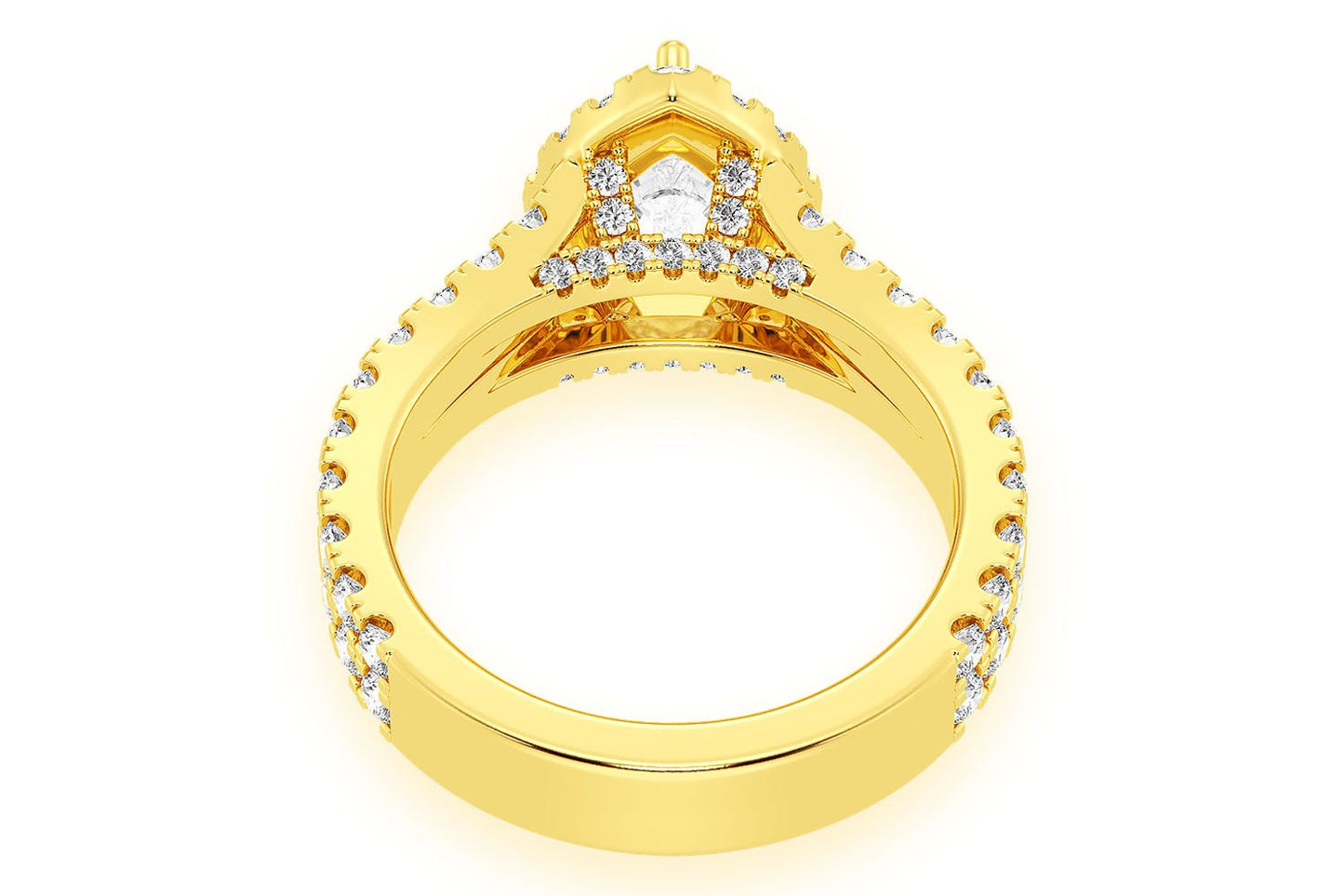 SFINX - SOLITAR CU PARĂ 1.00CT - SCALLOP DESPĂRTAT PE DOUĂ RÂNDURI - INEL DE LOGODNĂ CU DIAMANT