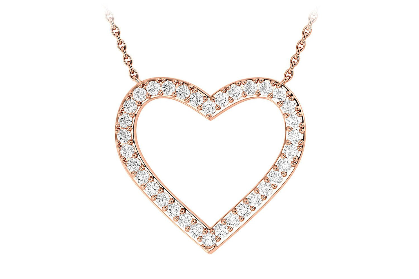 COLIER PENDANT CU INIMĂ DESCHISĂ ȘI DIAMANT ATAȘAT, AUR MASIV DE 14K 0.30CTW