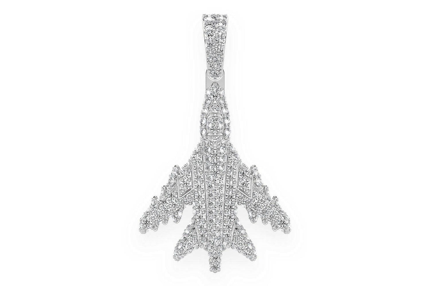 JET DIAMOND PENDANT 14K SOLID GOLD 1.25CTW
