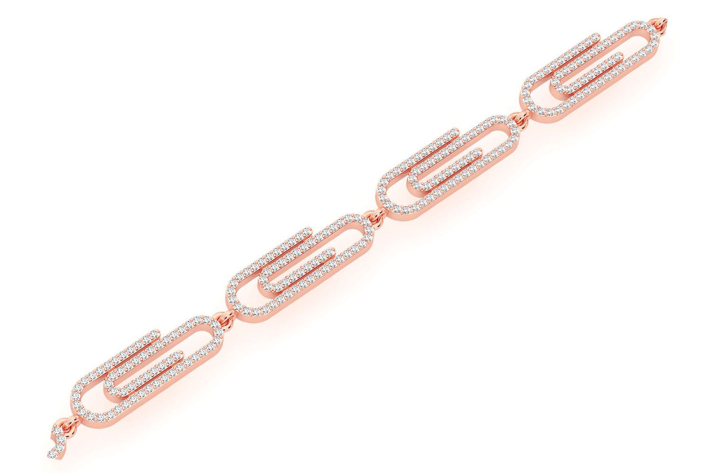 PAPER CLIP ETERNITY DIAMOND BRACELET 14K SOLID GOLD 1.85CTW