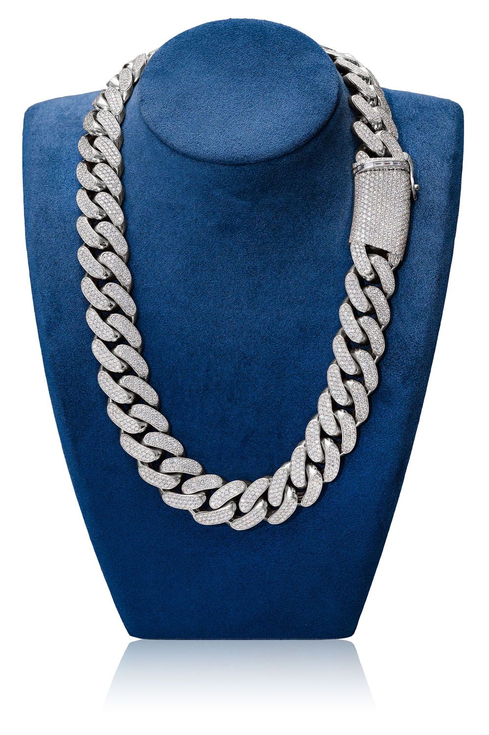 Бриллиантовое колье Miami Cuban Link 24 мм, цельное золото 14 карат, 71,75 карата