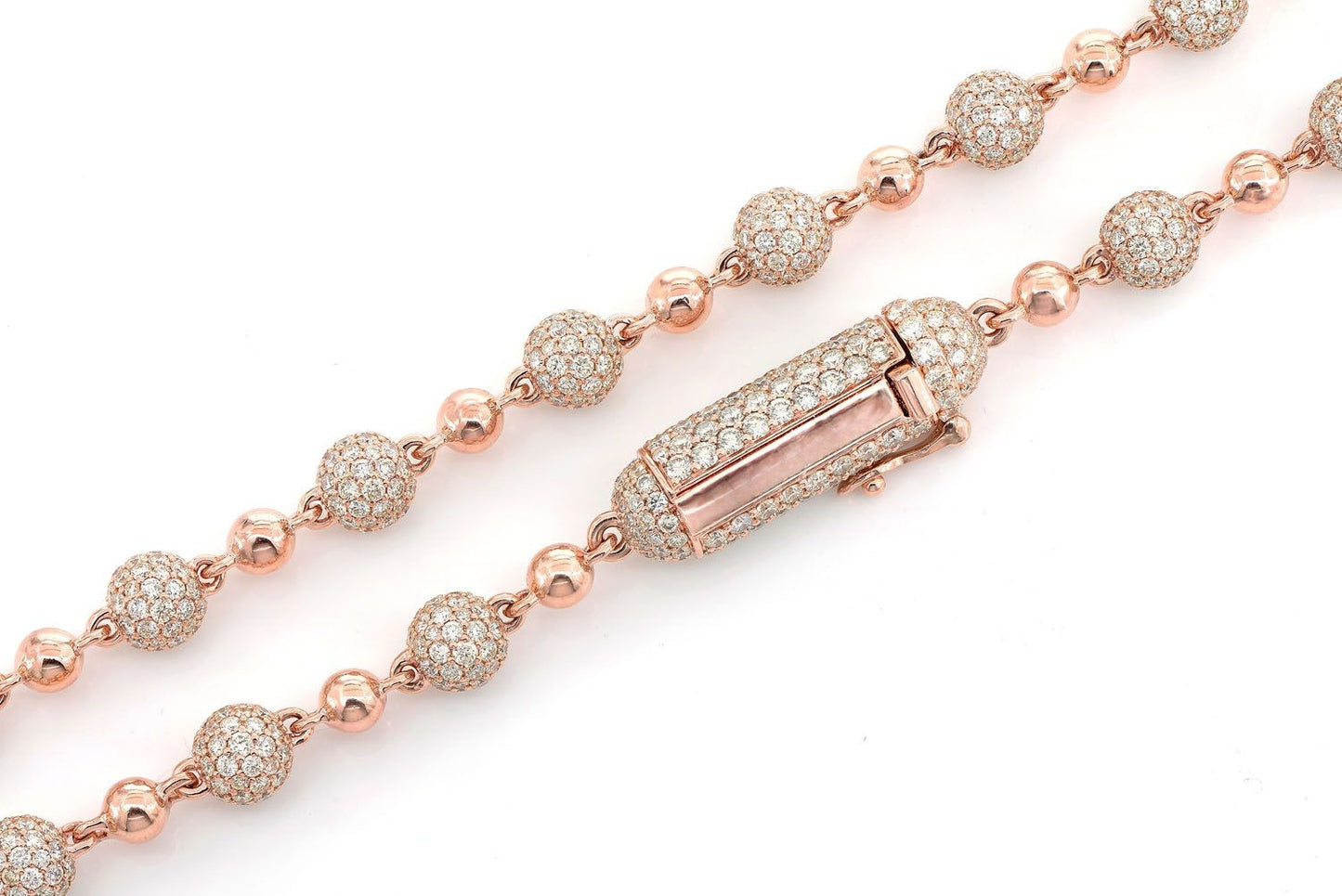 BEADED DIAMOND NECKLACE 14K SOLID GOLD 21.50CTW