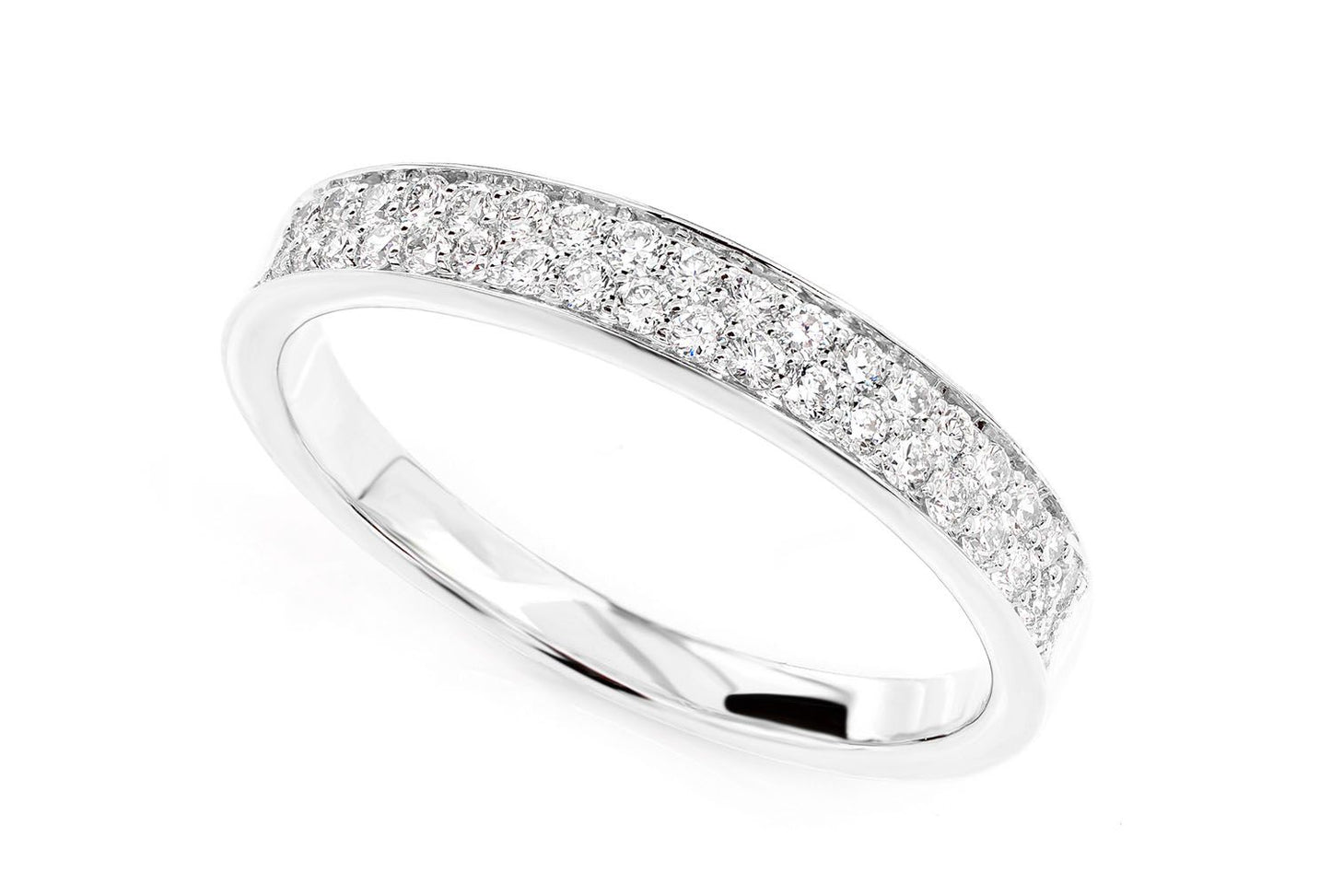 TWO ROW BORDER DIAMOND BAND RING 14K SOLID GOLD 0.33CTW