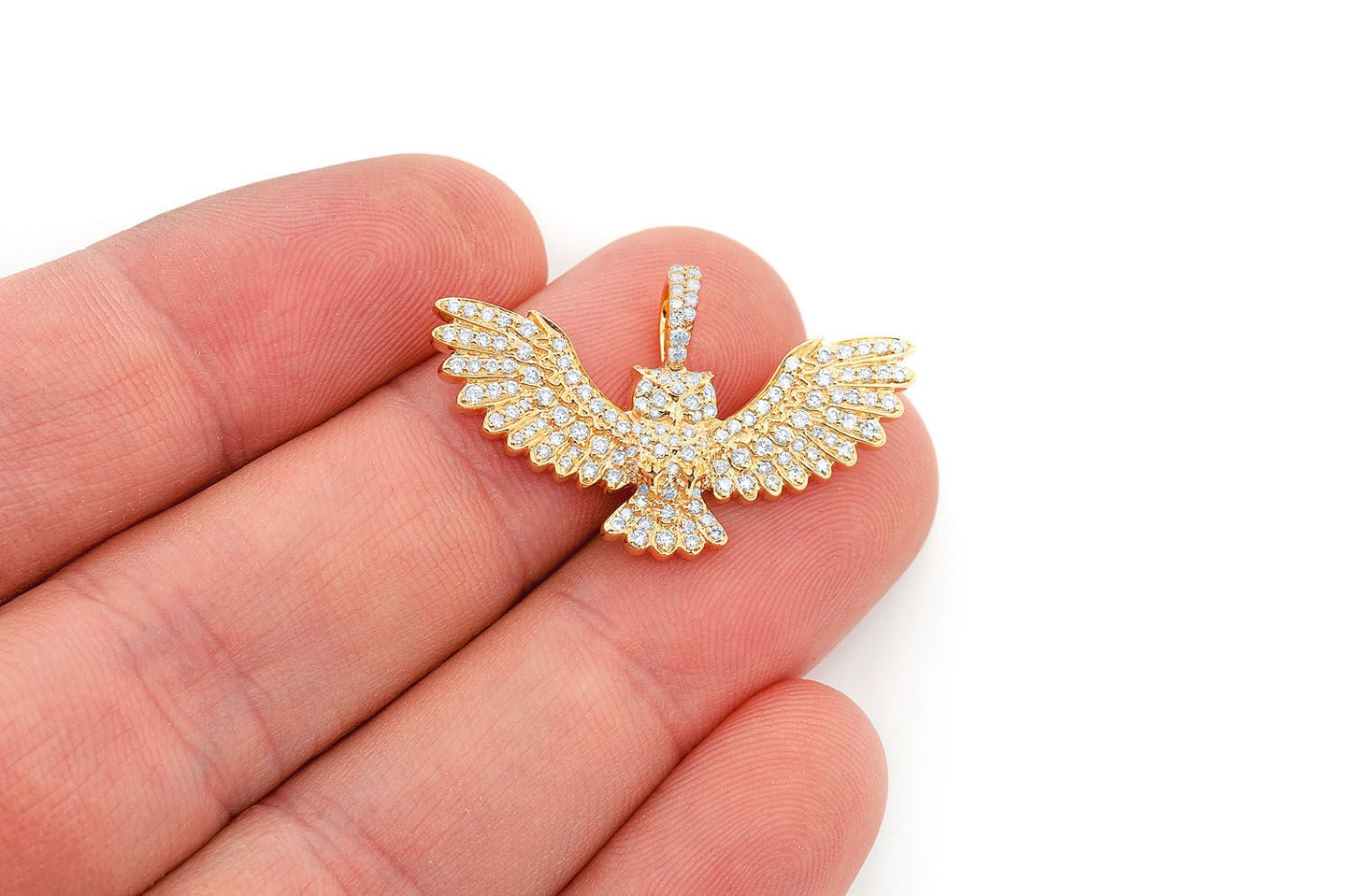 Pandantiv Bufniță cu Diamant, Aur Masiv de 14K, 0.75CT