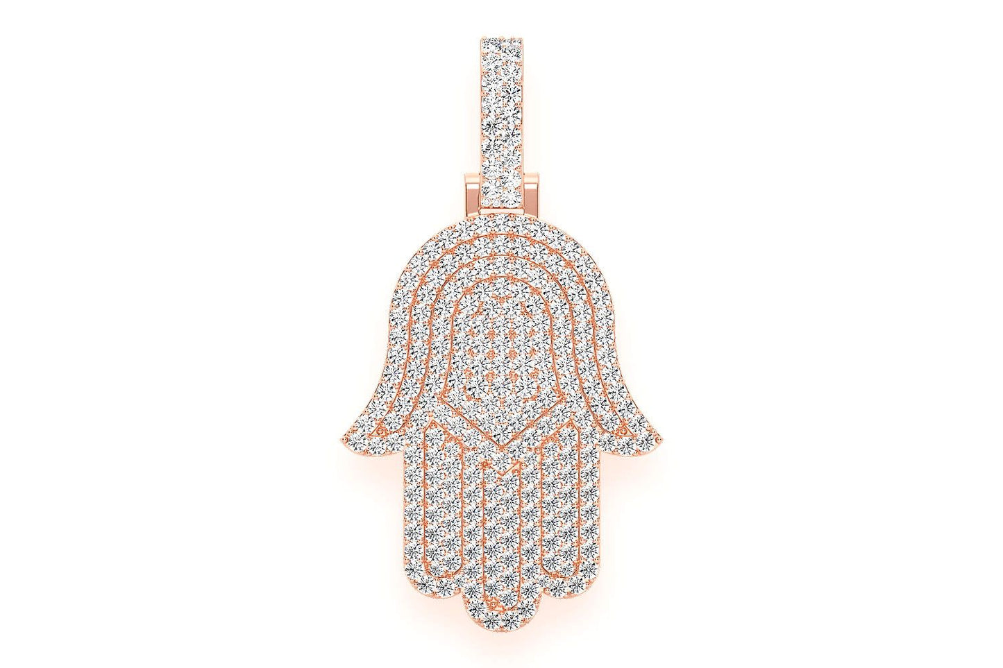 Pandantiv cu diamant Hamsa, aur masiv de 14k, 10.00ct