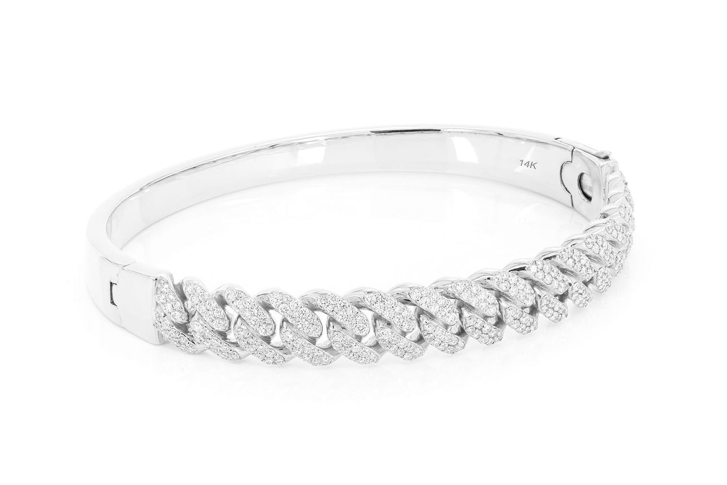 MIAMI CUBAN DIAMOND BANGLE 14K SOLID GOLD 1.65CTW
