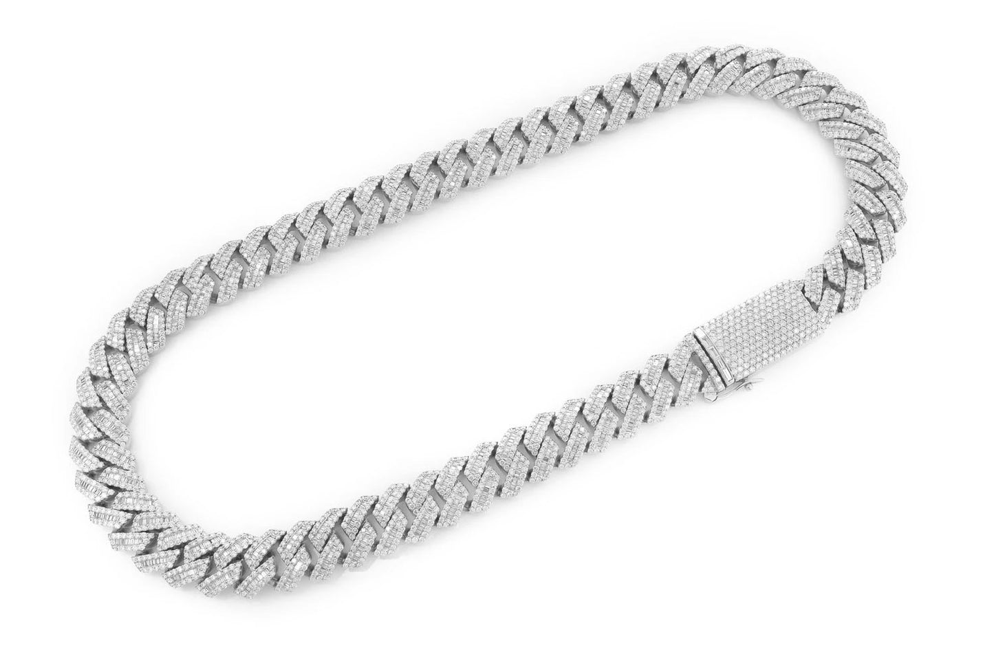 17MM RAISED BAGUETTE MIAMI CUBAN LINK DIAMOND NECKLACE 14K SOLID GOLD 53.65CTW