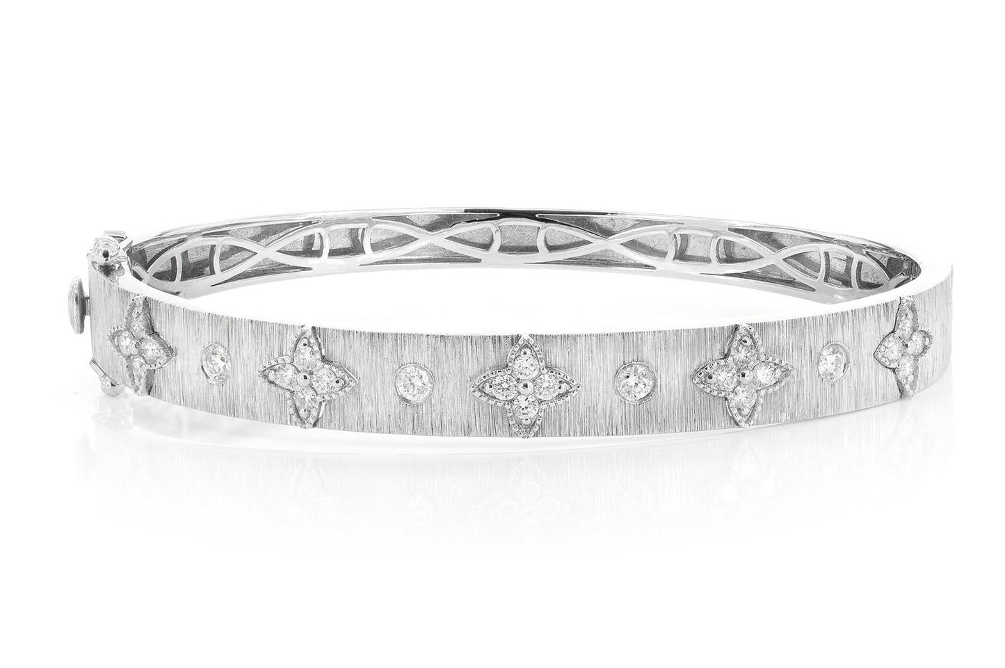 FOUR PETAL FLORENTINE DIAMOND BRACELET 14K SOLID GOLD 0.75CTW