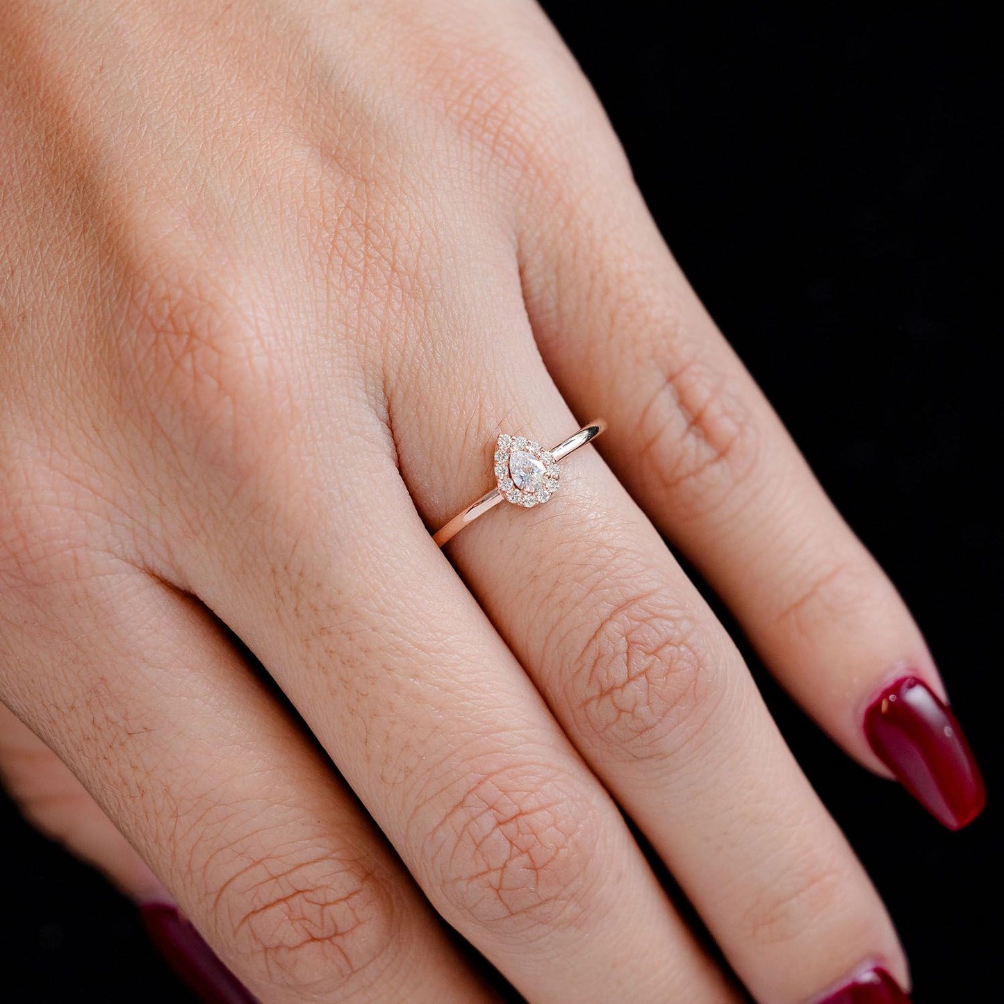 0.25CTW PEAR HALO SCALLOP - DIAMOND ENGAGEMENT RING