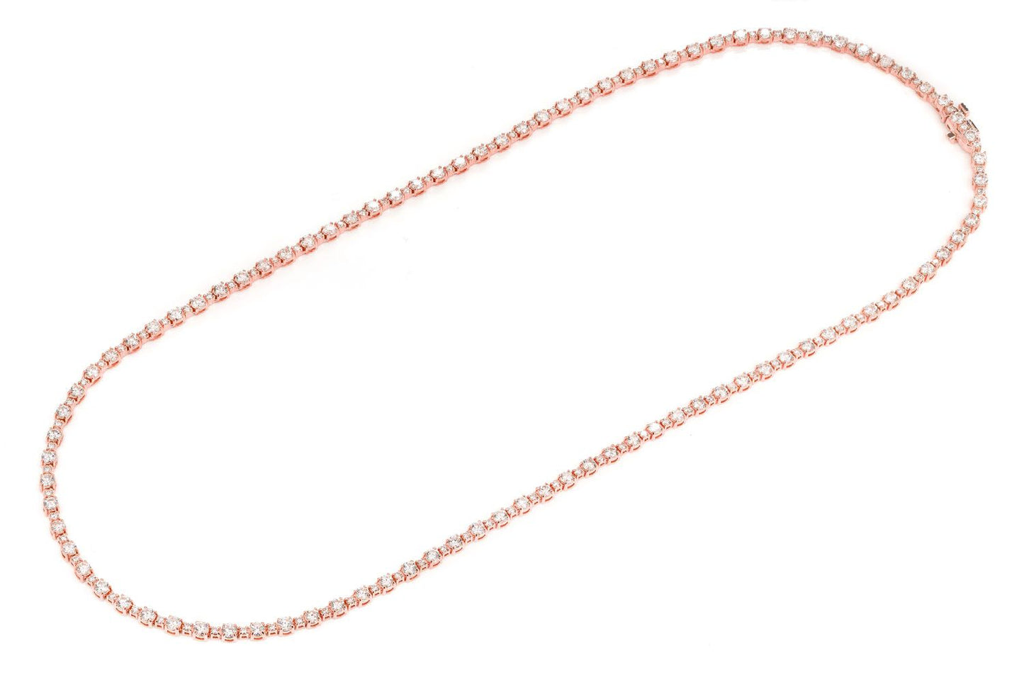 COLIER TENIS CU DIAMANTE ROTUNDE MIC ȘI MARE, AUR MASIV, 7.60 CT