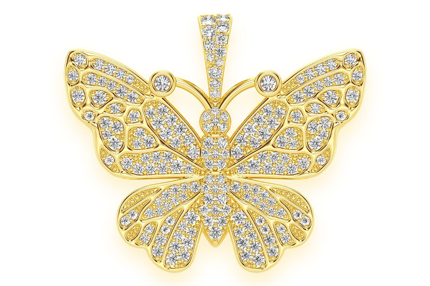 BUTTERFLY DIAMOND PENDANT 14K SOLID GOLD 1.00CTW