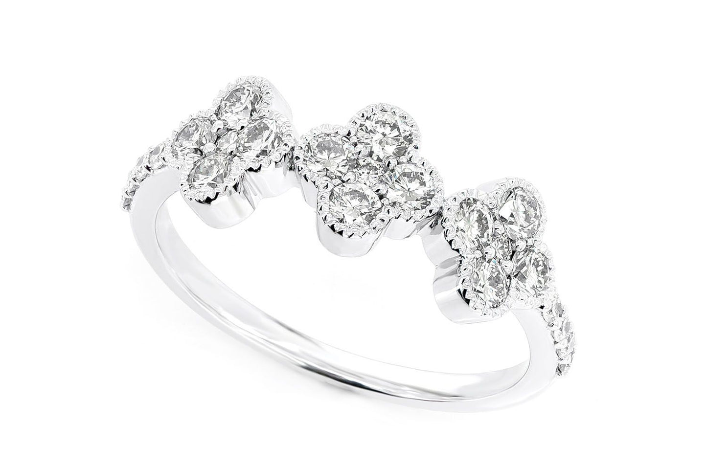 CLOVER DIAMOND RING 14K SOLID GOLD 0.75CTW