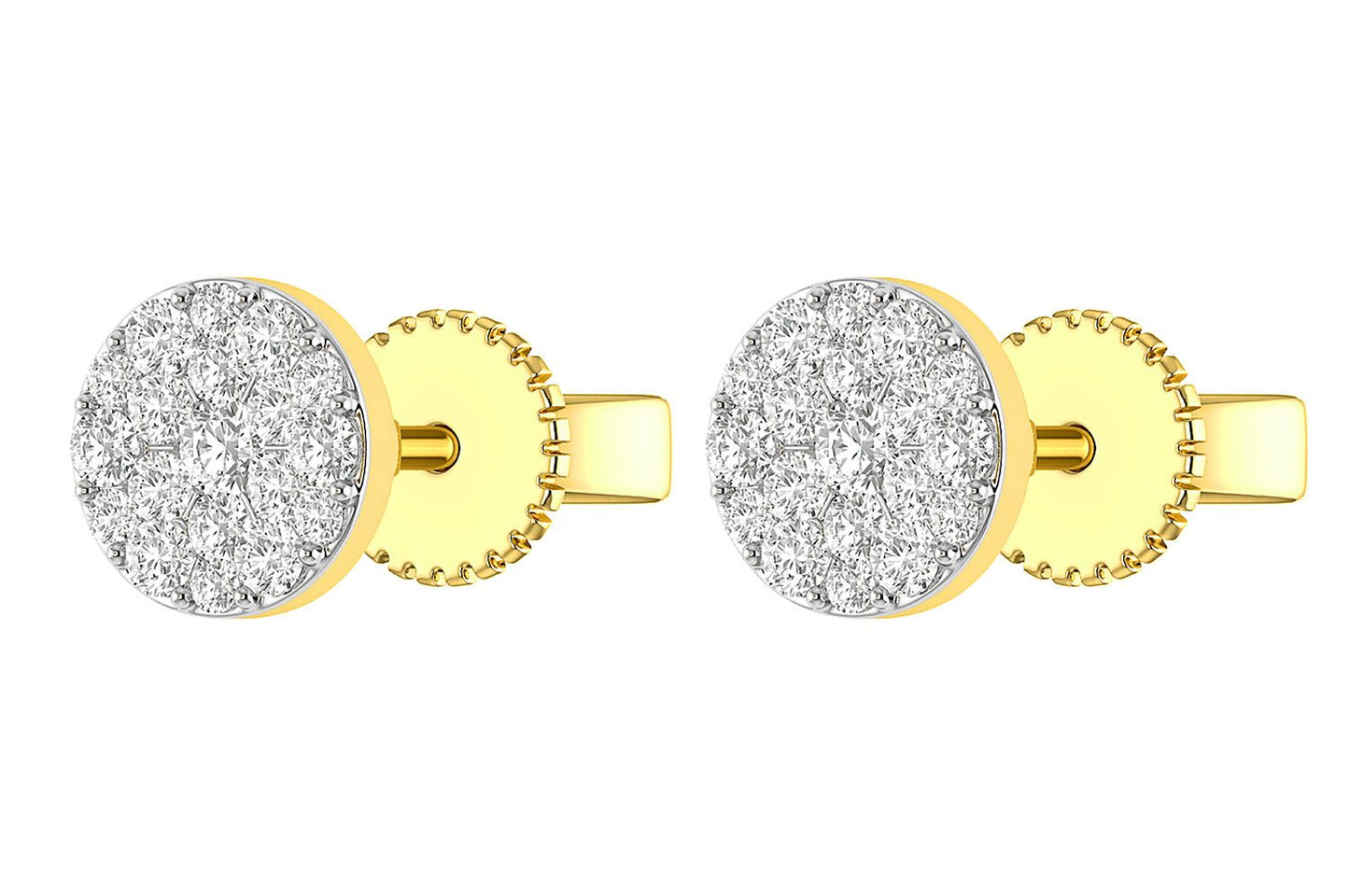 DIAMOND DISC CLUSTER STUD EARRINGS 14K SOLID GOLD 0.40CTW