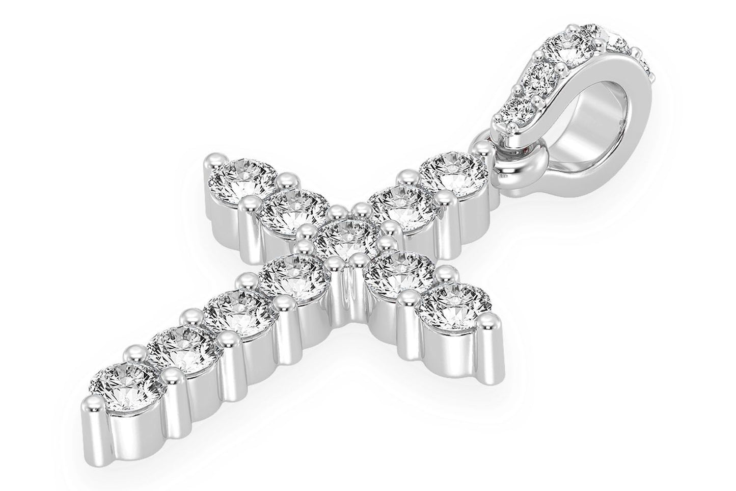 PANDANT CU DIAMANT ȘI CRUCE TIPO COȘ, AUR MASIV DE 14K, 0.50CT