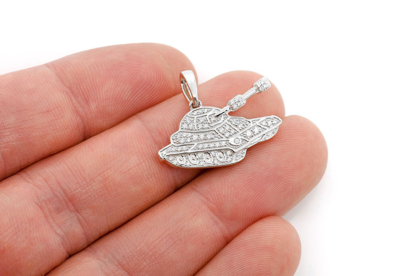 MILITARY TANK DIAMOND PENDANT 14K SOLID GOLD 0.25CTW