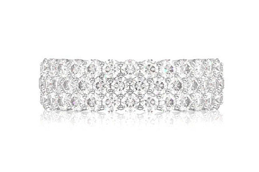 3 ROW DIAMOND BAND 14K SOLID GOLD 2.20CTW