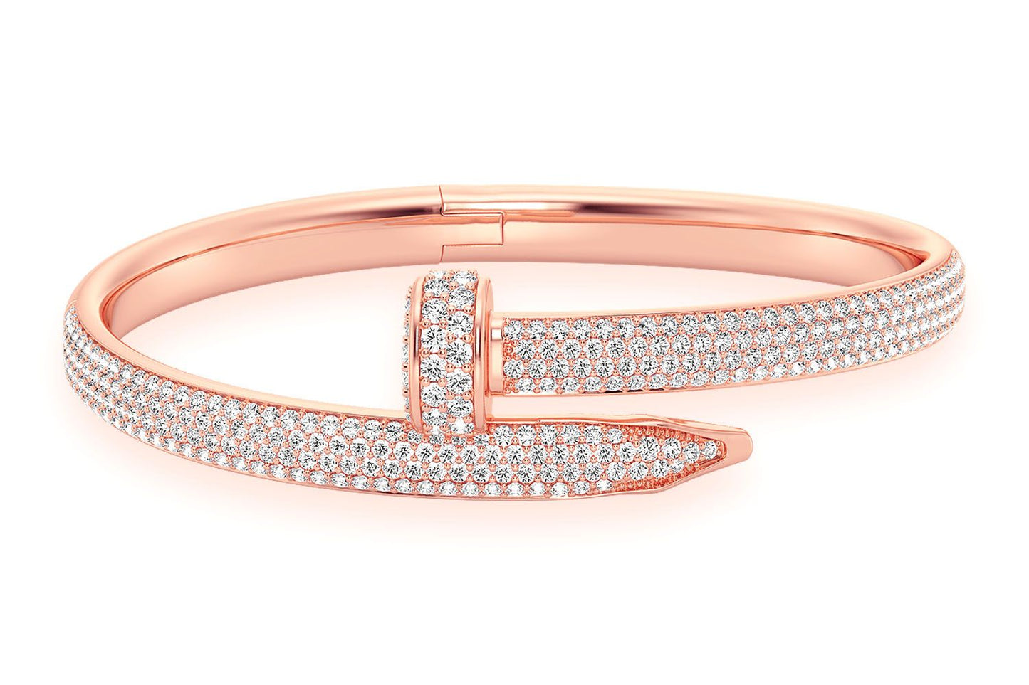SMALL NAIL DIAMOND BANGLE 14K SOLID GOLD 2.75CTW