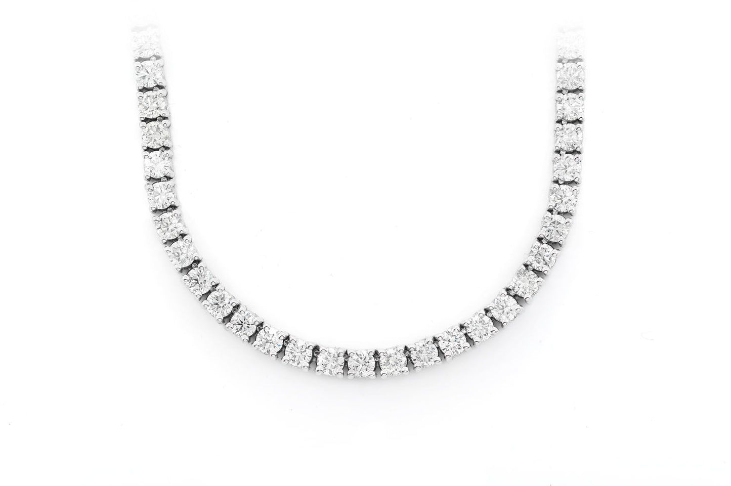 17PT PRONG SET DIAMOND TENNIS NECKLACE 14K SOLID GOLD 24.00CTW
