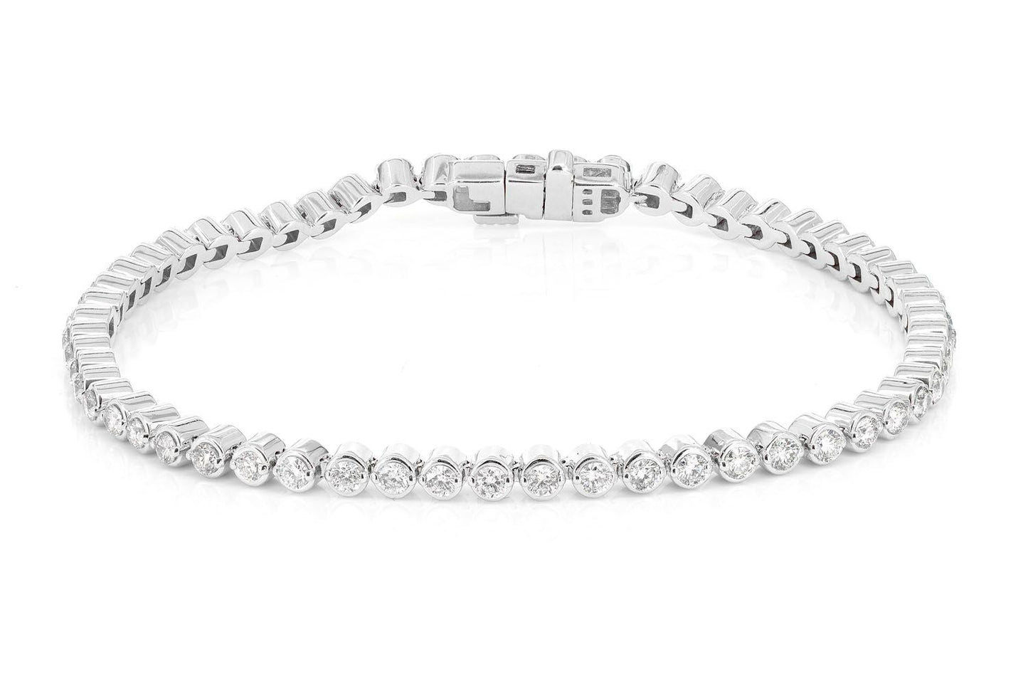 BEZEL SET DIAMOND TENNIS BRACELET 14K SOLID GOLD 2.00CTW