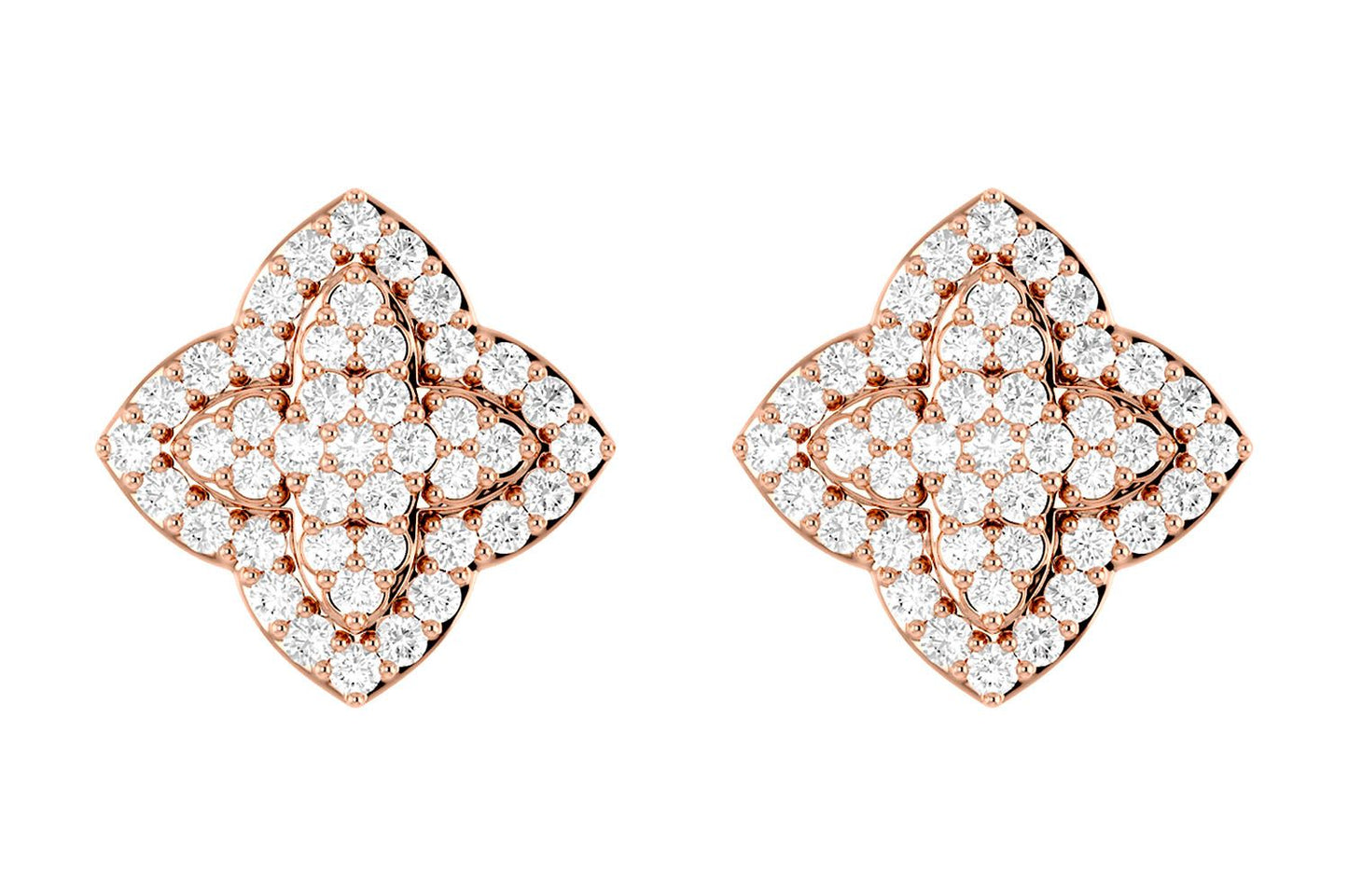 LAYERED 4 POINT STAR DIAMOND STUDS 14K SOLID GOLD 0.45CTW