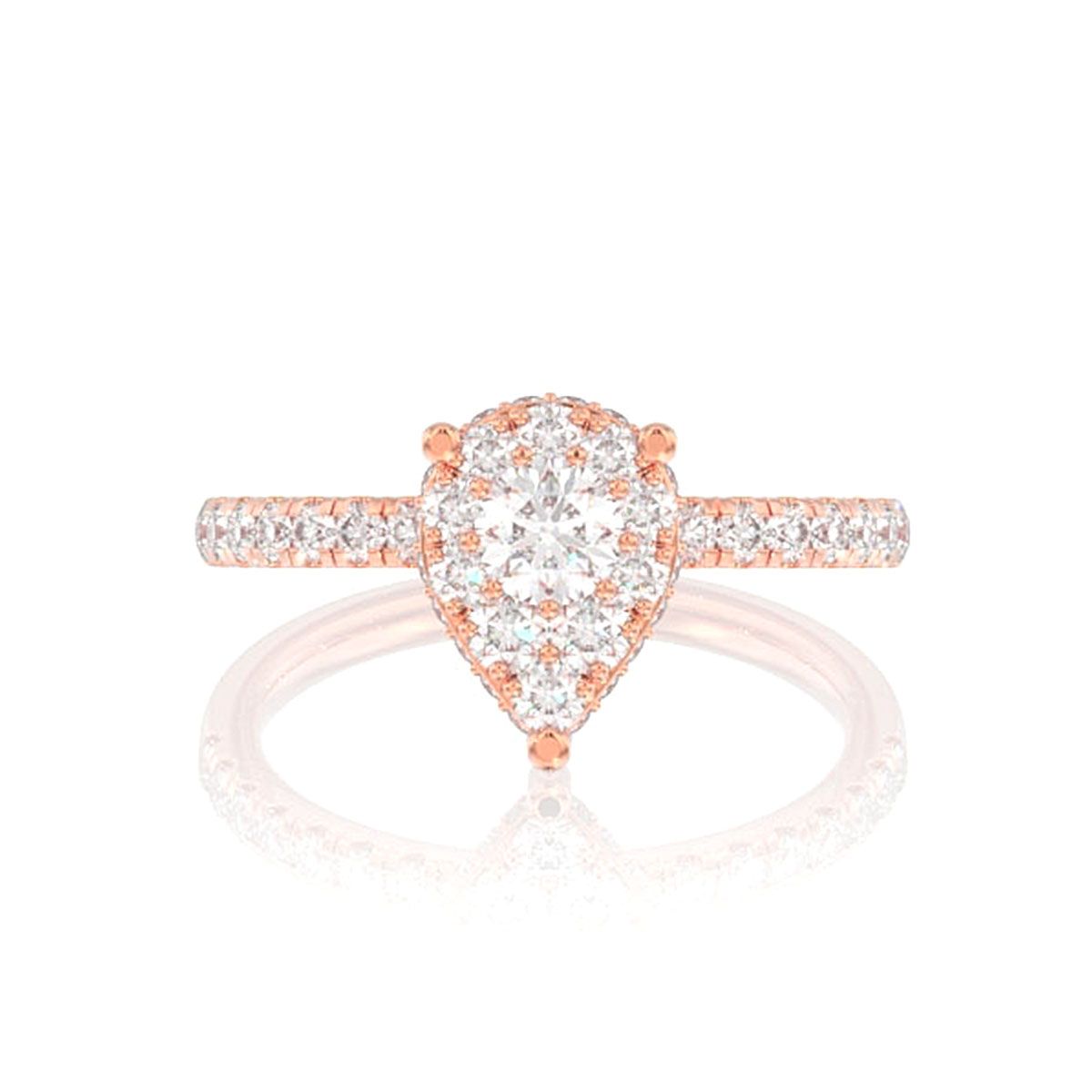 0.75CTW PEAR CLUSTER DIAMOND ENGAGEMENT RING 14K SOLID GOLD