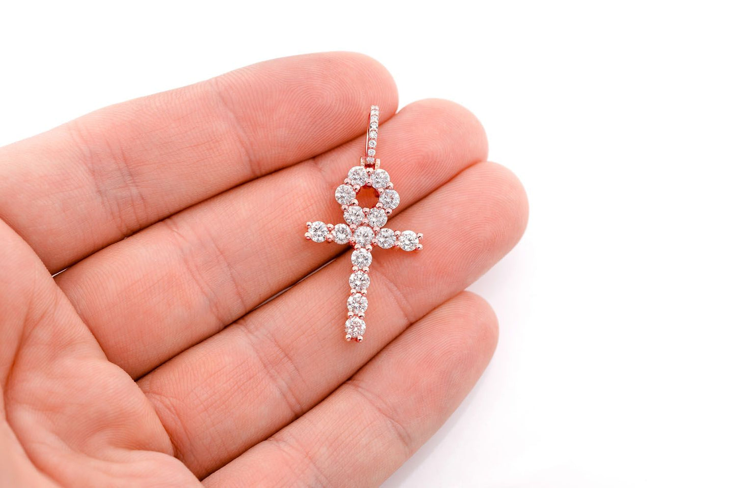 ANKH DIAMOND PENDANT 14K SOLID GOLD 2.35CTW