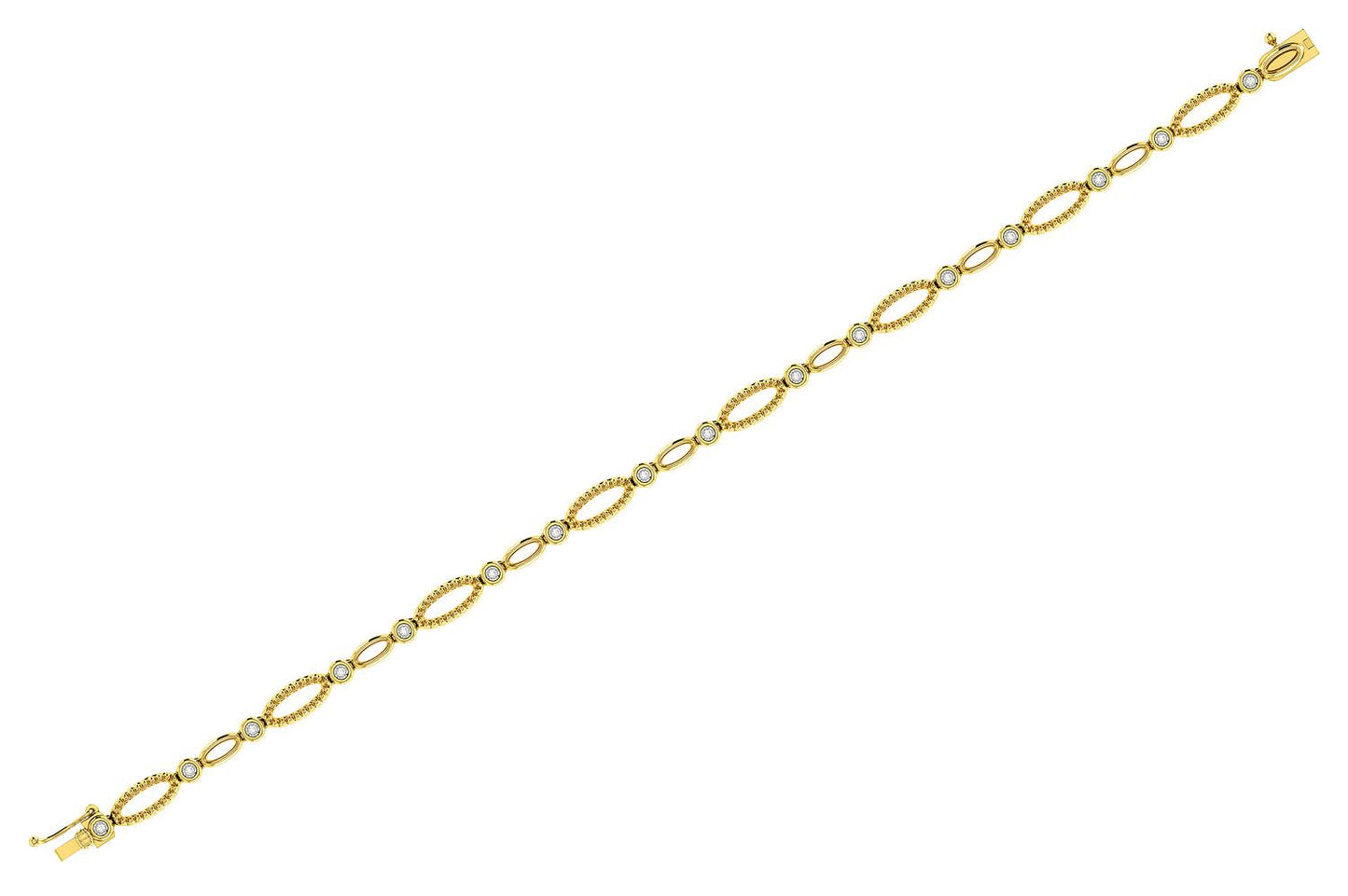BRĂȚARĂ CU ZI OVALĂ ȘI DIAMANTE, AUR MASIV DE 14K, 0,10 CT