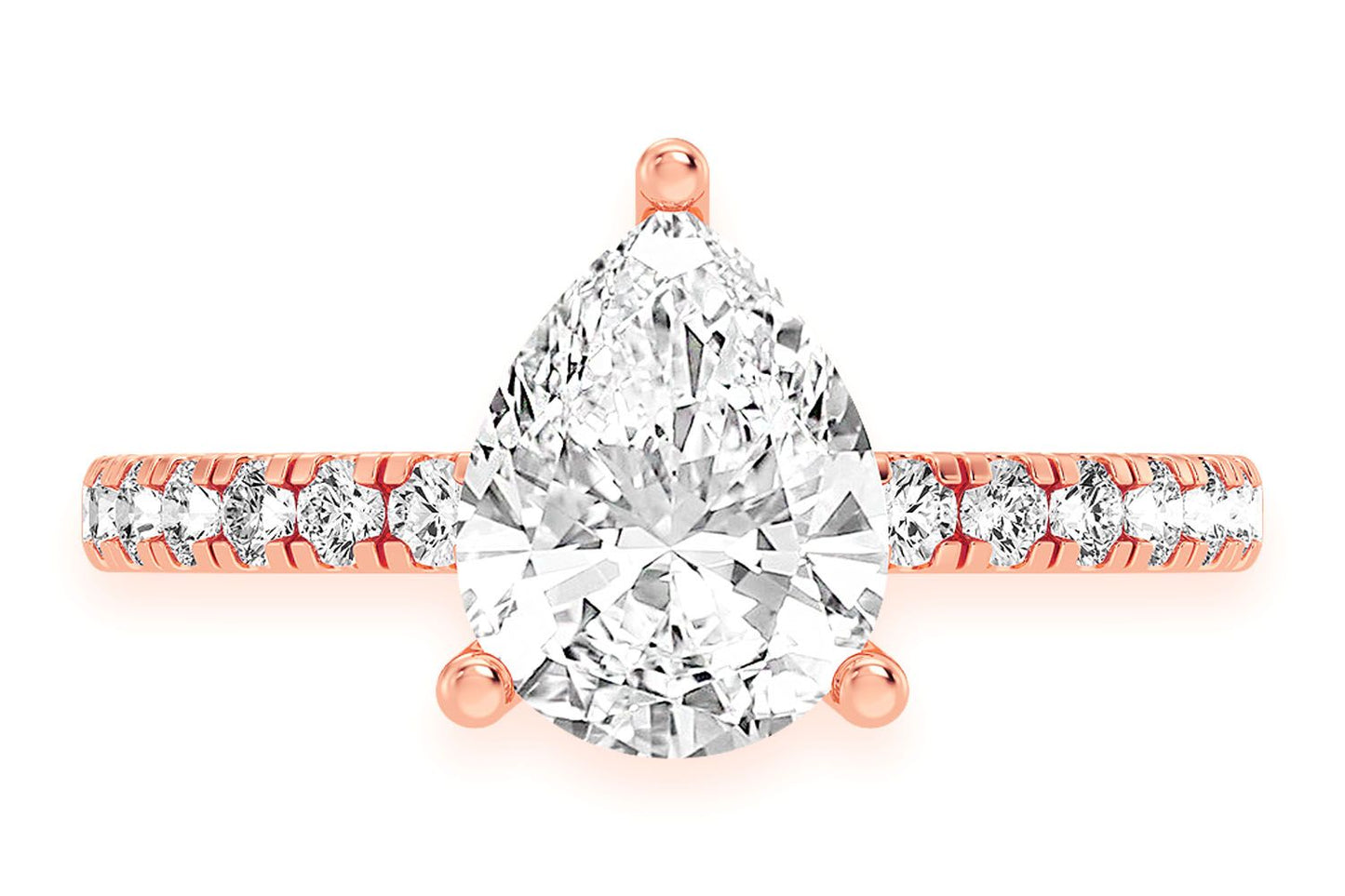 THINN - 2.00CT PEAR SOLITAIRE - ONE ROW UNDER HALO - DIAMOND ENGAGEMENT RING