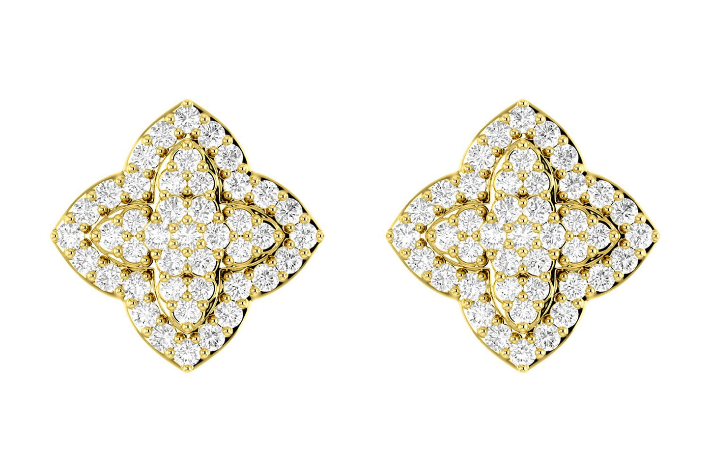 LAYERED 4 POINT STAR DIAMOND STUDS 14K SOLID GOLD 0.45CTW