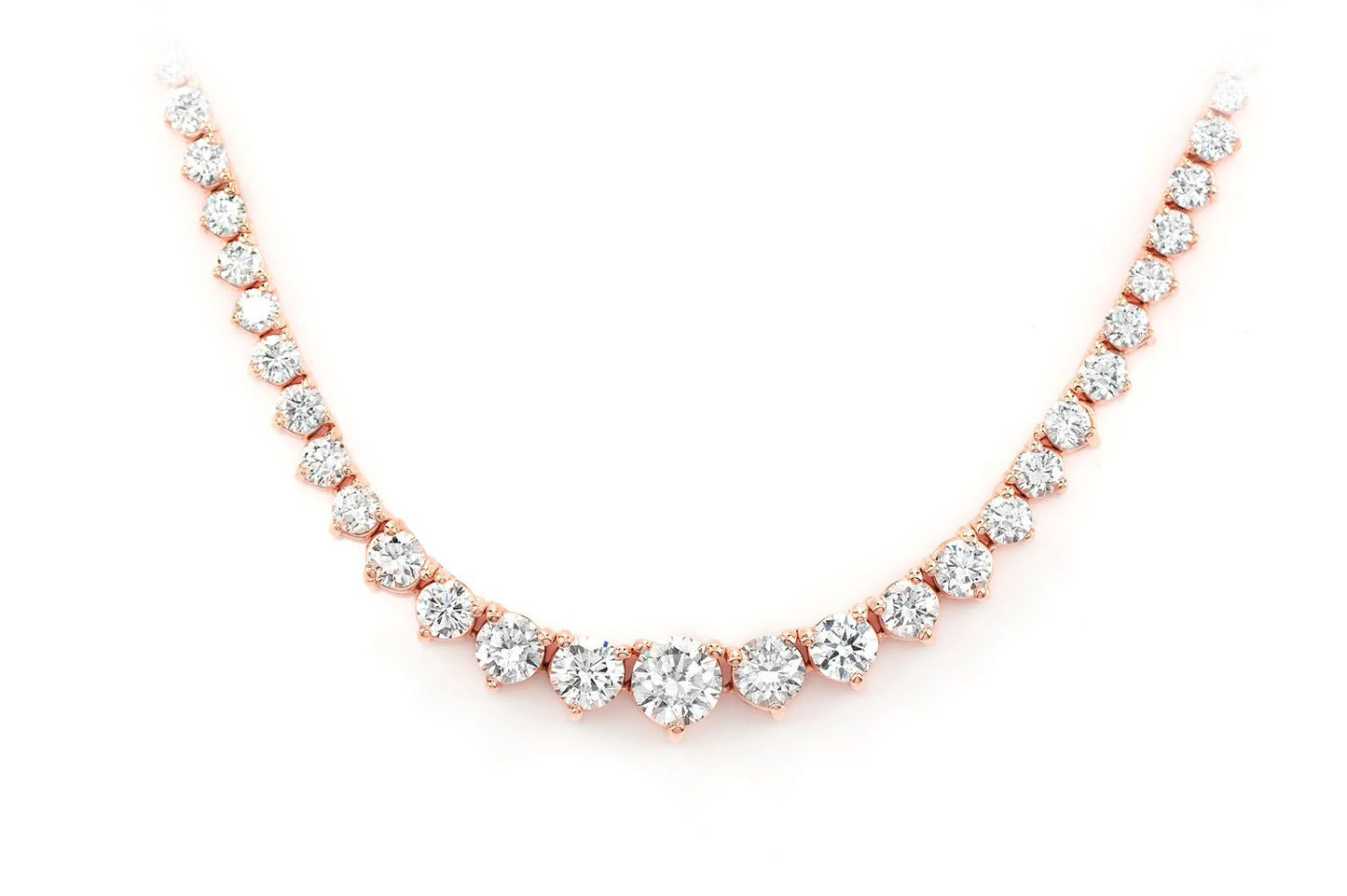 GRADUATED DIAMOND RIVIERA NECKLACE 14K SOLID GOLD 3.00CTW