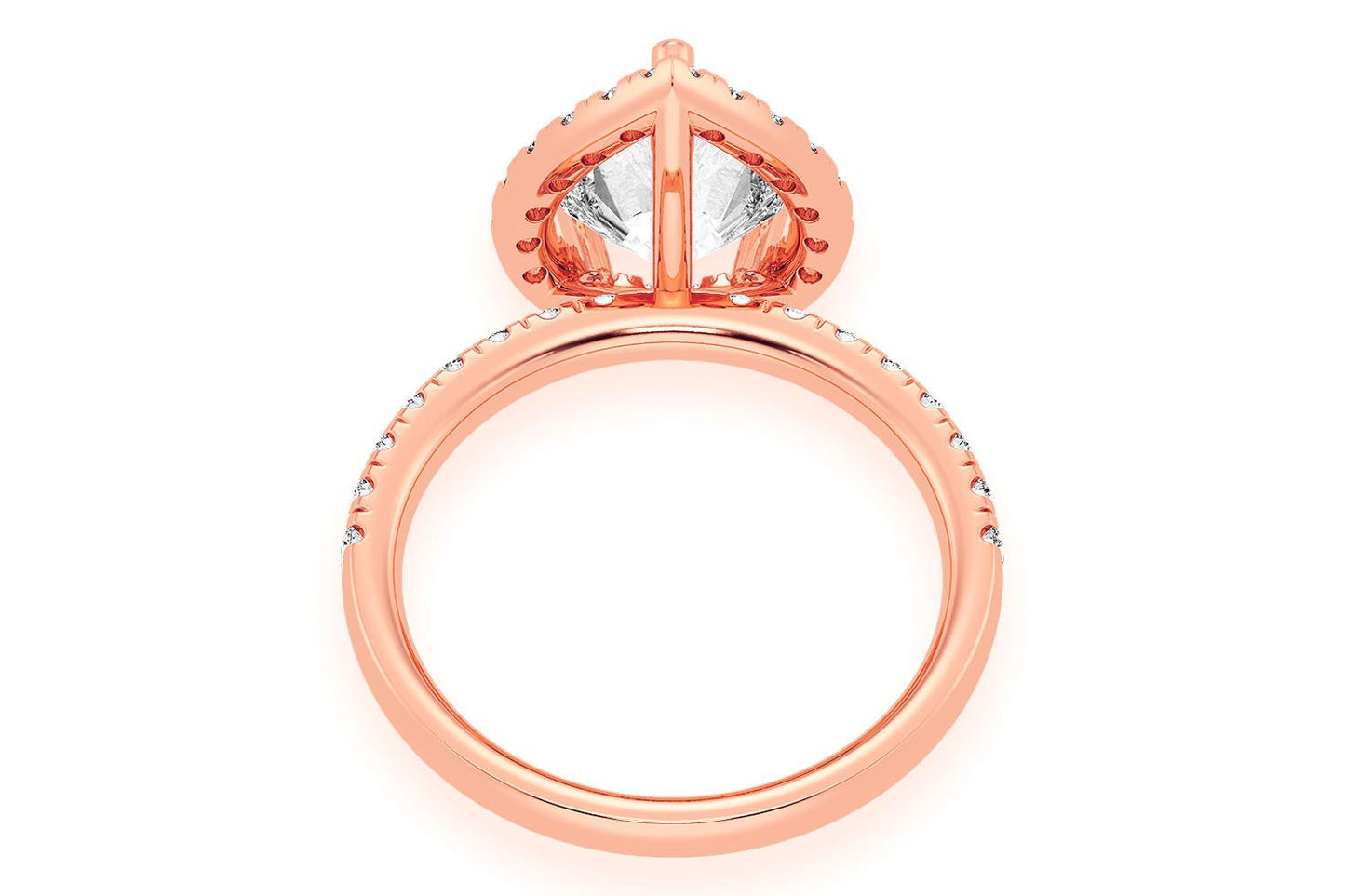 THAV - 2.00CT PEAR SOLITAIRE - SCALLOP HALO ONE ROW - DIAMOND ENGAGEMENT RING