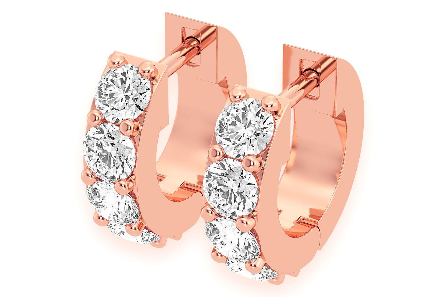 DIAMOND HUGGIE HOOPS SOLID GOLD 14K .50CTW