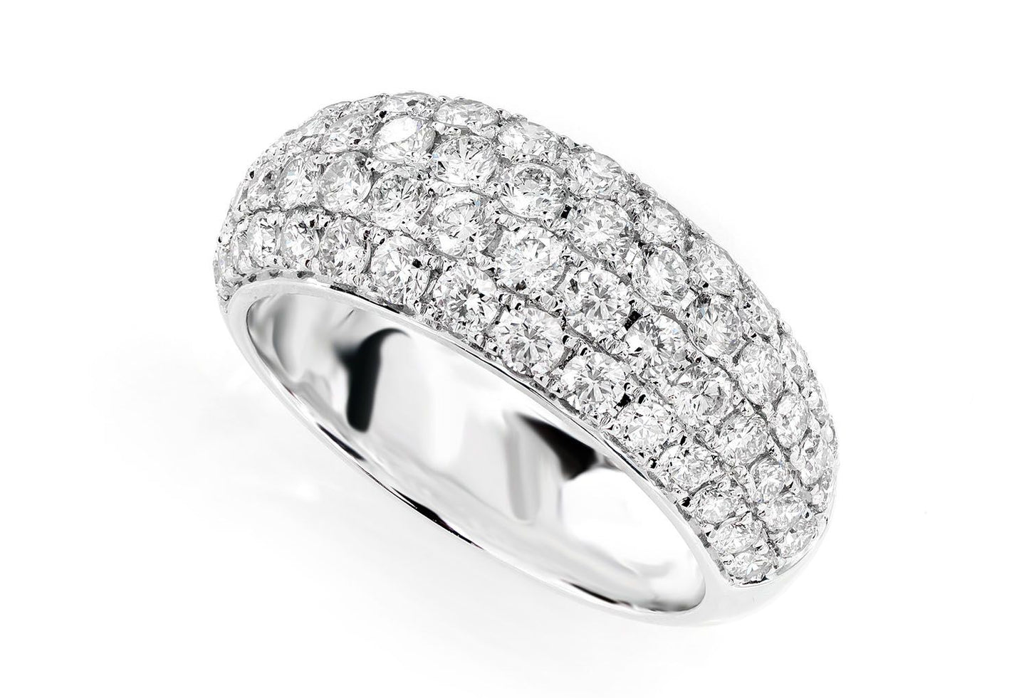 FOUR ROW BUBBLY DIAMOND BAND RING 14K SOLID GOLD 1.85CTW