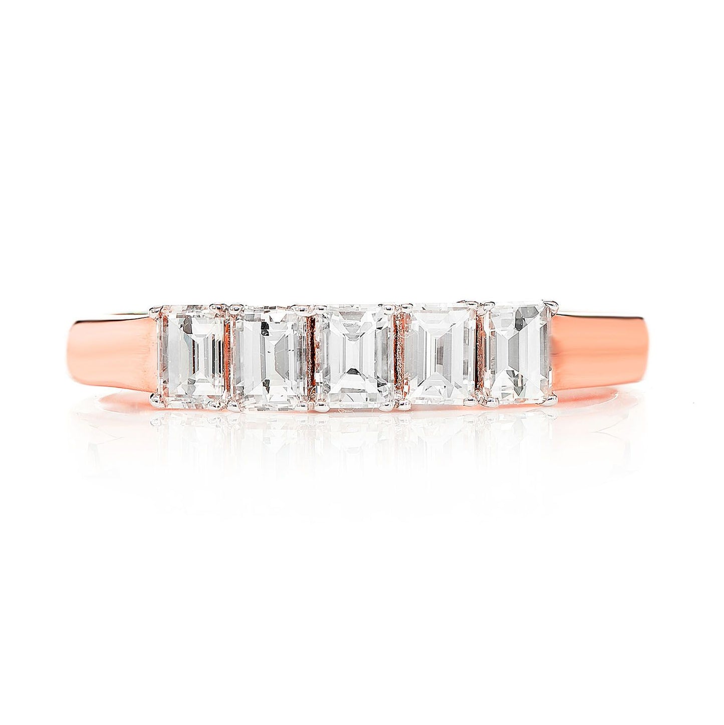 FIVE STONE BAGUETTE DIAMOND RING 14K SOLID GOLD 0.80CTW