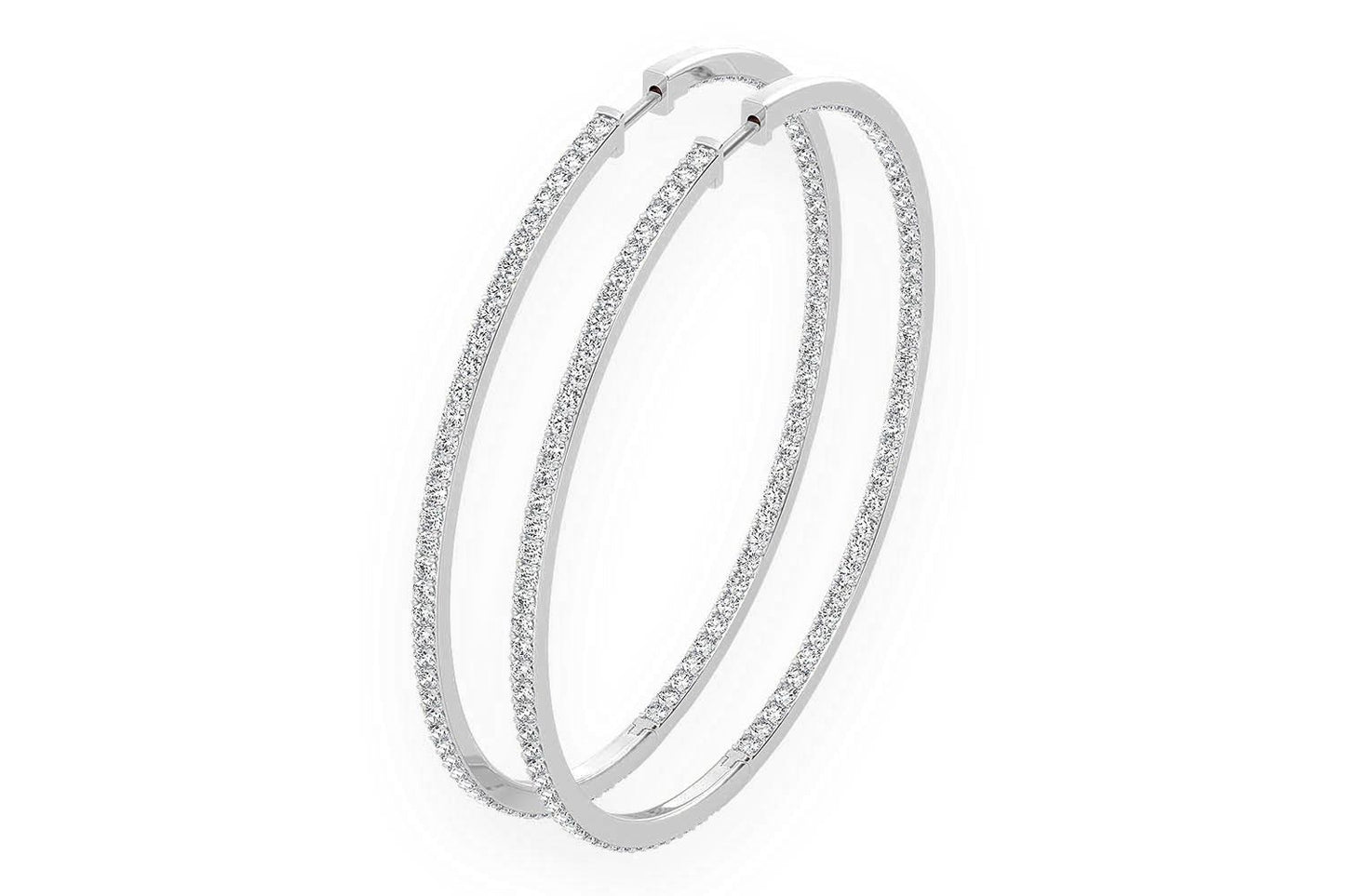 CERCEI MARI CU DIAMANTE, VERTICALE, AUR MASIV DE 14K, 5.00CT