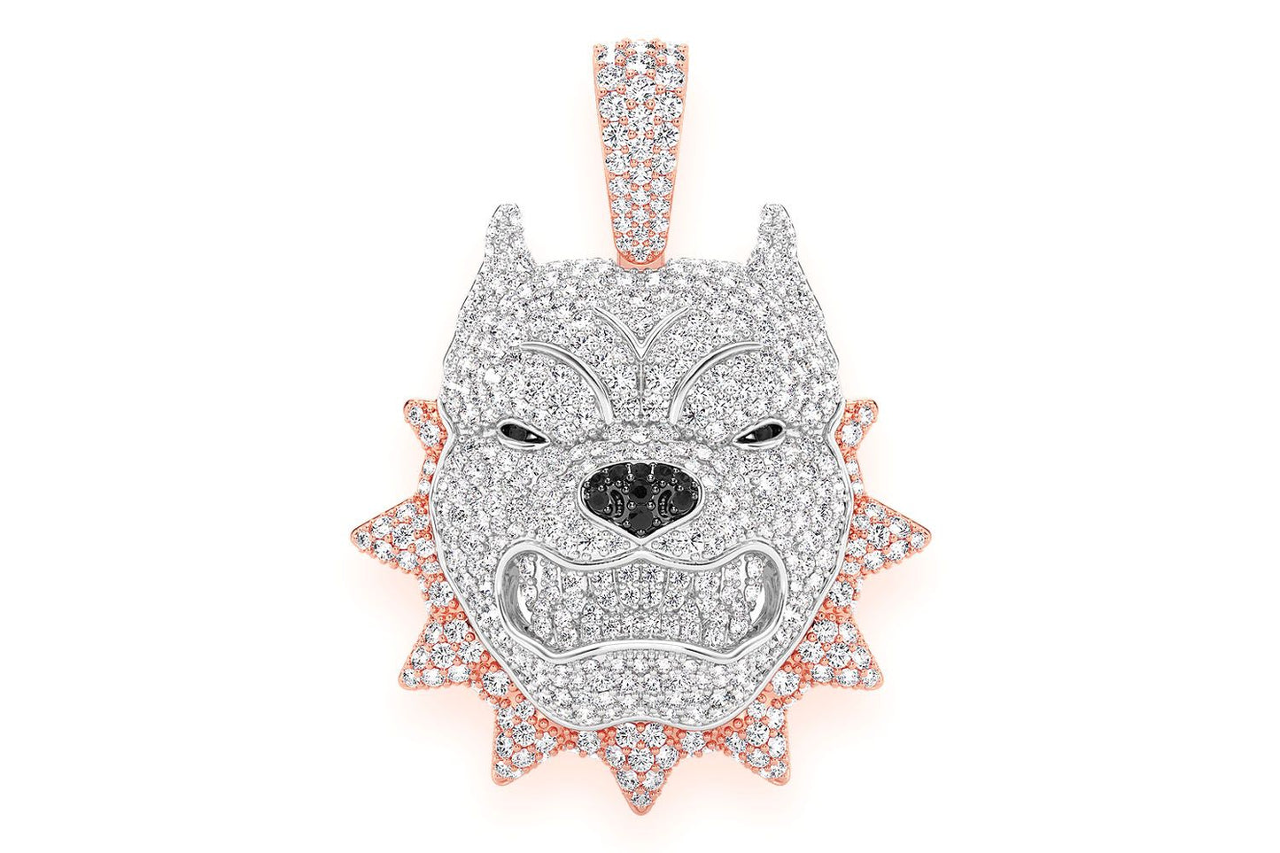 PITBULL SPIKE COLLAR DIAMOND PENDANT 14K SOLID GOLD 3.00CTW