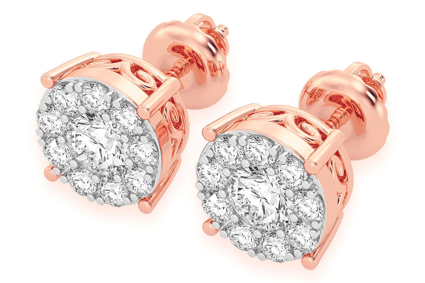 CERCEI CU DIAMANT ȘTIF ȘI MOZAIC DE 0.75 CT AUR MASIV DE 14K
