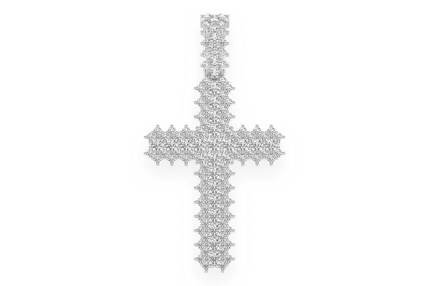 SMALL 5 ROW JAGGED CROSS DIAMOND PENDANT 14K SOLID GOLD 0.75CTW