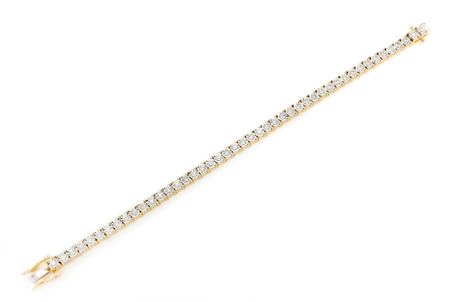 9PT MIRACLE SET DIAMOND TENNIS BRACELET 14K SOLID GOLD 4.50CTW