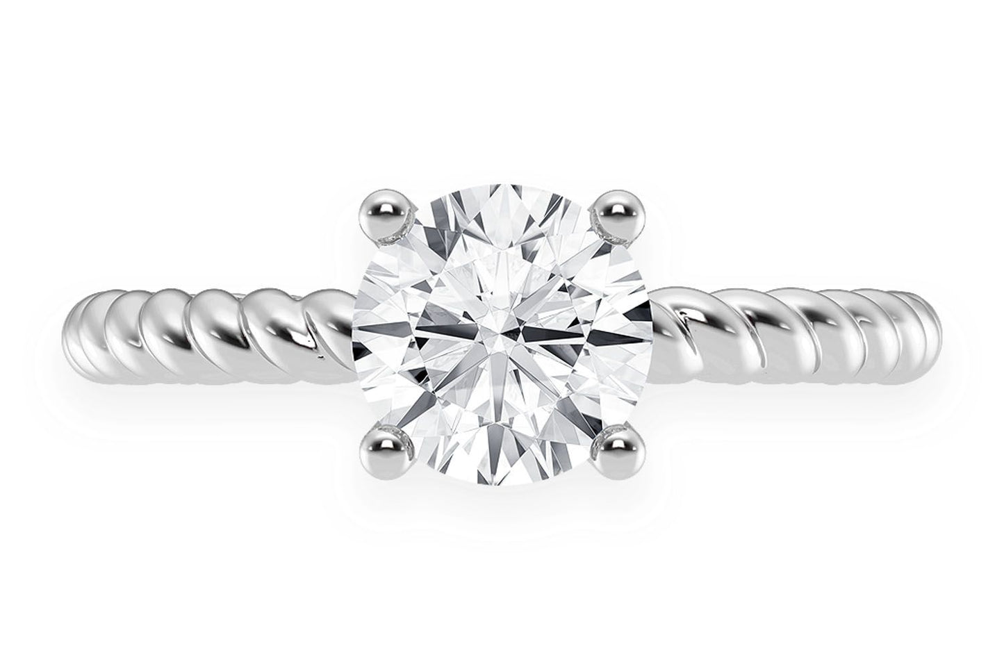 1.00CT ROUND TWIST BAND SOLITAIRE RING 14K