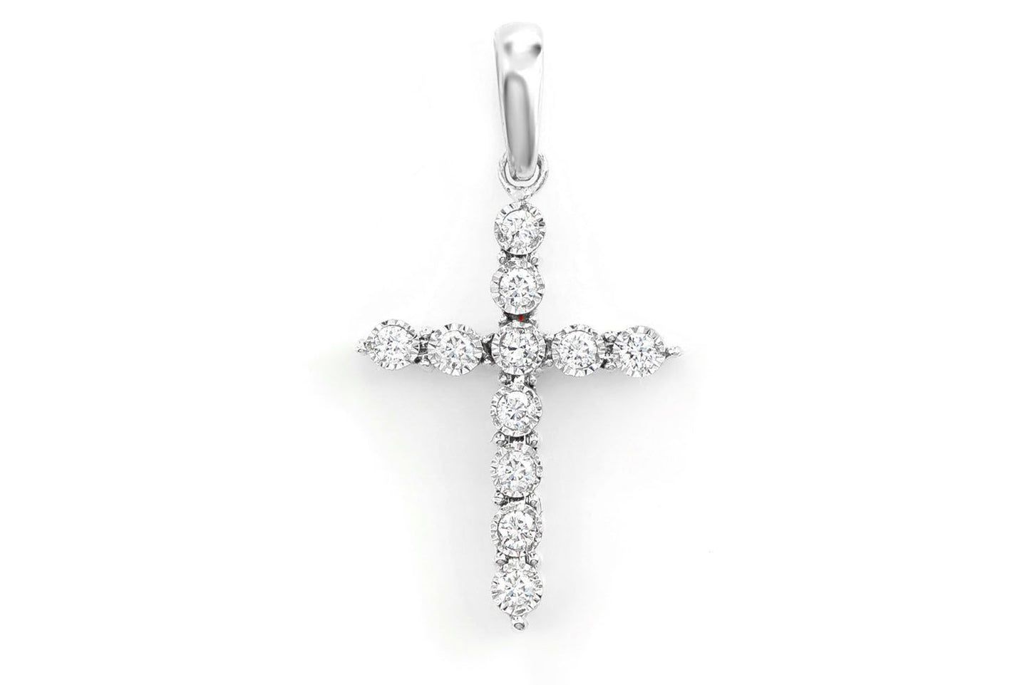 TINY DIAMOND CROSS 14K SOLID GOLD 0.05CTW